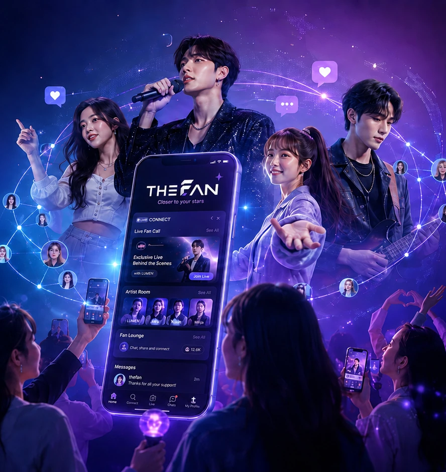 THEFAN 앱으로 아티스트와 팬이 AI 네트워크로 연결된 모습